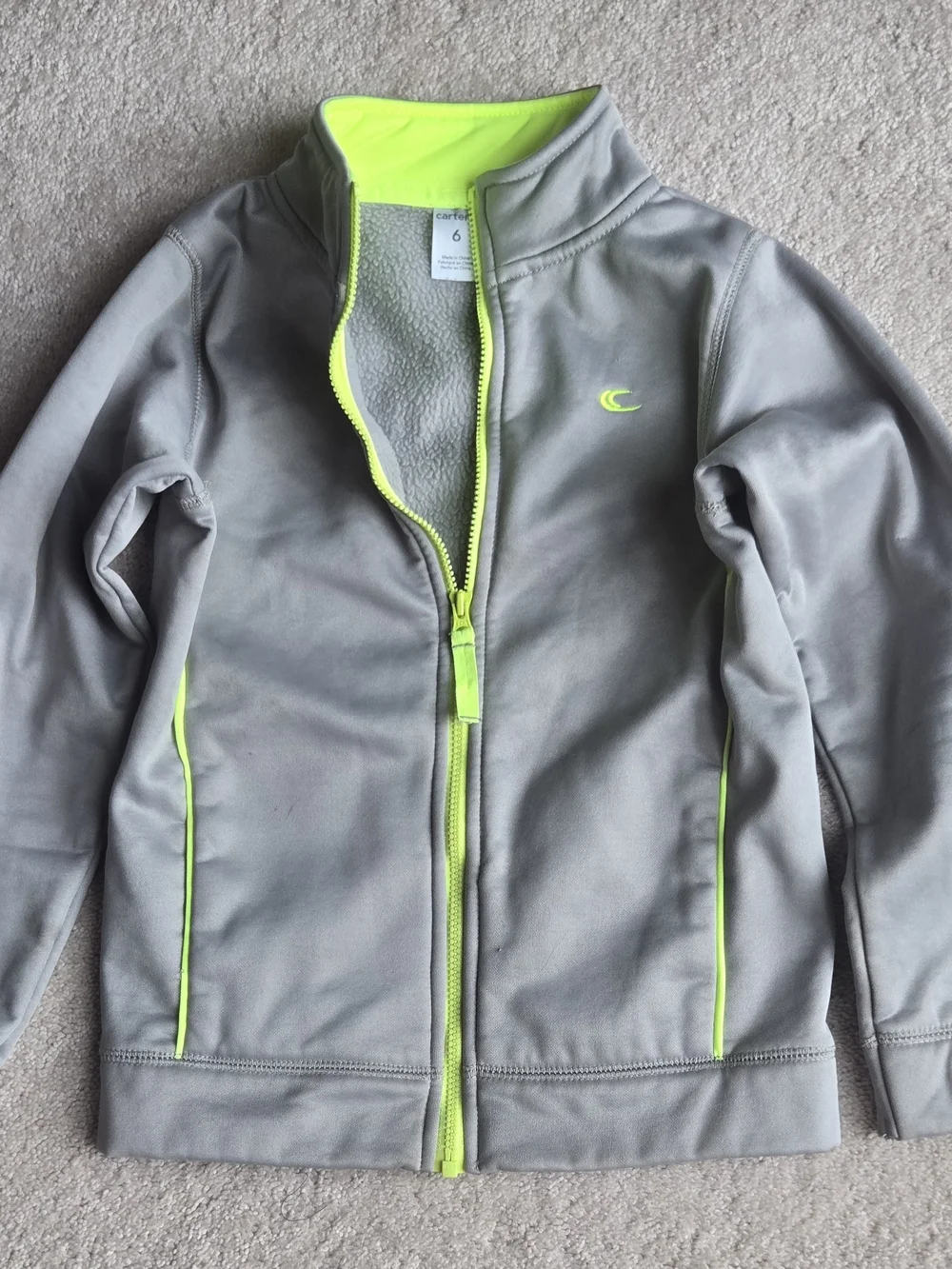 Children's Grey Jacket with Neon Yellow Trim - Carter's